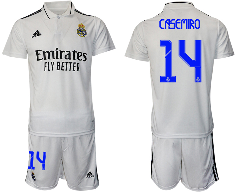 Men 2022-2023 Club Real Madrid home white #14 Adidas Soccer Jersey